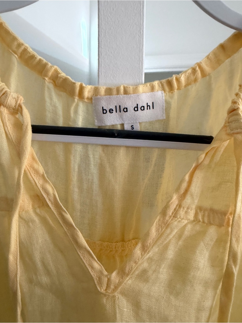 Bella Dahl Pale Yellow V-Neck Peasant Blouse